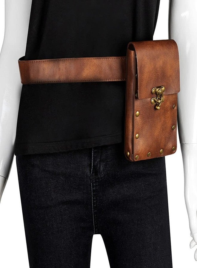 SUMGOGO Belt Pouch Purse Renaissance Costume Accessories LARP Cosplay Waist Bag Fanny Pack Hiking Festival Casual Daypack (Brown) - Image 2